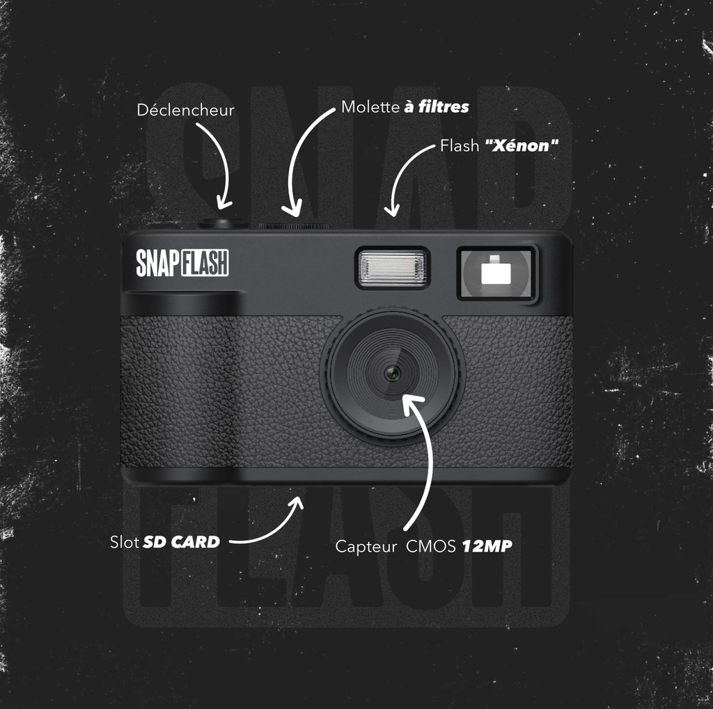 Snapflash - Caméra Vintage | Noir